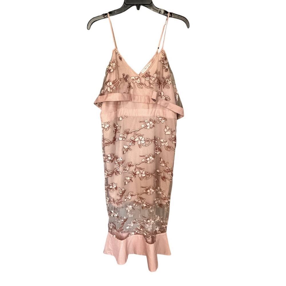 Venus Pink Sequin Floral Embellished Midi Dress Elegant Wedding Women’s 10